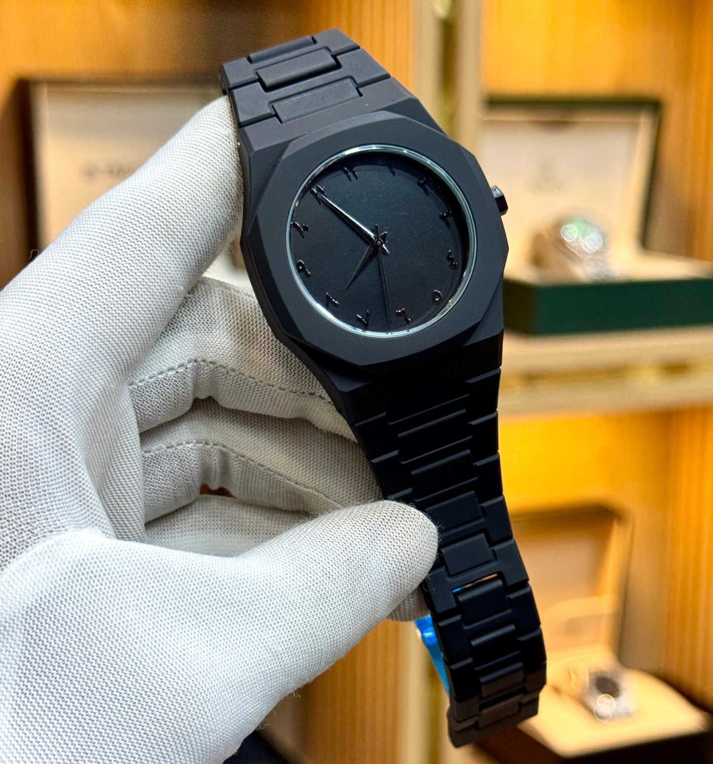 Full Solid Black Auurra Quartzz Watch